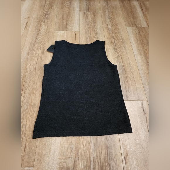 NWT ST. JOHN Santana Knit Wool Blend Tank Top Charcoal Gray Womens Sz S PETITE M - Picture 4 of 6